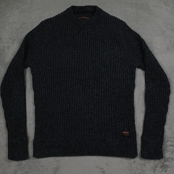 Dues Ex Machina Sweater Mens Large Gray Knit Pullover Cotton